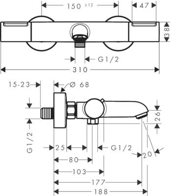 Hansgrohe Ecostat Element Opbouw badthermostaat, mat zwart