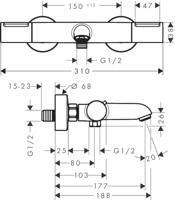Hansgrohe Ecostat Element Opbouw badthermostaat, mat zwart - thumbnail
