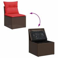 11-delige Loungeset met kussens poly rattan bruin - thumbnail