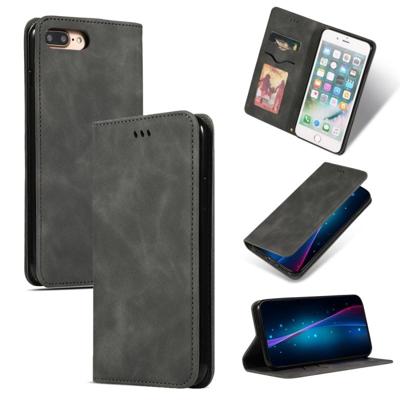 Retro huid feel Business magnetische horizontale Flip lederen case voor de iPhone 8 plus/7 Plus (donkergrijs) Retro huid feel Business magnetische horizontale Flip lederen case voor de iPhone 8 plus/7 Plus (donkergrijs)