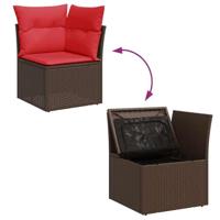 4-delige Loungeset met kussens poly rattan bruin - thumbnail