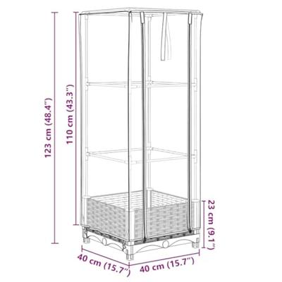 VidaXL Plantenbak verhoogd met kashoes 40x40x123 cm rattanlook