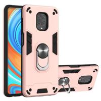 Voor Xiaomi Redmi Note 9S / Note 9 Pro / Note 9 Pro Max 2 in 1 Armour Series PC + TPU Beschermhoes met ringhouder(Rose Gold) - thumbnail