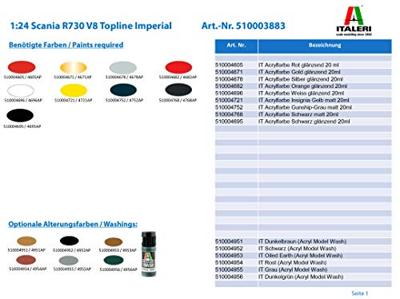 Italeri 510003883 Scania R730 V8 Topline Imperial Vrachtwagen (bouwpakket) 1:24 Italeri 510003883 Scania R730 V8 Topline Imperial Vrachtwagen (bouwpakket) 1:24