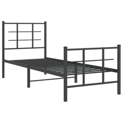 Bedframe met hoofd- en voeteneinde metaal zwart 75x190 cm