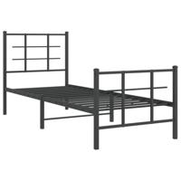 Bedframe met hoofd- en voeteneinde metaal zwart 75x190 cm - thumbnail