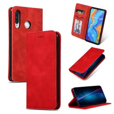 Retro huid voelen Business magnetische horizontale Flip lederen case voor Huawei P30 Lite (rood)