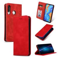 Retro huid voelen Business magnetische horizontale Flip lederen case voor Huawei P30 Lite (rood) - thumbnail