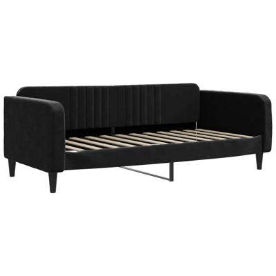 Slaapbank onderschuifbed en matrassen 100x200 cm fluweel zwart