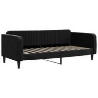 Slaapbank onderschuifbed en matrassen 100x200 cm fluweel zwart - thumbnail