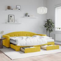 Slaapbank met onderschuifbed en lades 80x200 cm fluweel geel - thumbnail