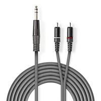 Stereo audiokabel | 6,35 mm male - 2x RCA male | 3,0 m | Grijs - thumbnail