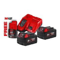 Milwaukee M18 NRG-502 Accu Starterset 18V 2x 5.0Ah - 4933459217 - thumbnail