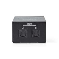 Nedis ASPL2512BK Toslink-splitter 2-wegs Input: Toslink Female Output: 2x Toslink Drukknop Metaal Zwart - thumbnail