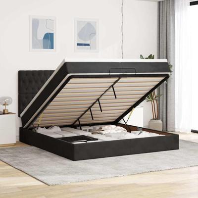 Ottoman bed met matrassen 200x200cm fluweel zwart
