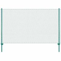 VidaXL Draadgaashek met palen 25x1,5 m staal groen - thumbnail