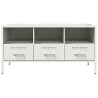 Tv-meubel 100,5x39x50,5 cm koudgewalst staal wit - thumbnail