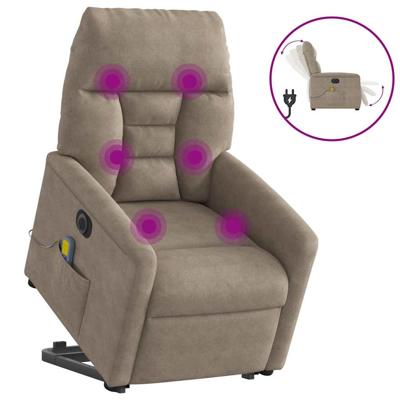 Sta-op-massagestoel elektrisch verstelbaar microvezelstof taupe