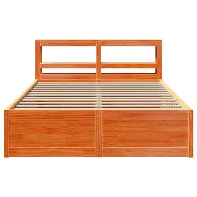 Bedframe met hoofdbord massief grenenhout wasbruin 160x200 cm - thumbnail