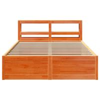 Bedframe met hoofdbord massief grenenhout wasbruin 140x190 cm - thumbnail