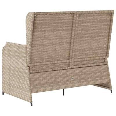 Tuinbankje verstelbaar met kussens poly rattan beige Tuinbankje verstelbaar met kussens poly rattan beige
