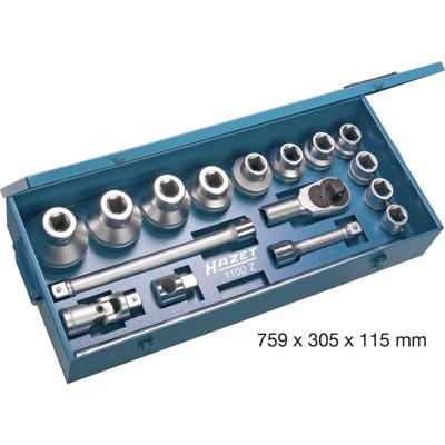 HAZET Dopsleutelset 1100Z · 1 inch (25 mm) vierkant hol · Buitentwaalfkant profiel · 17-delig · 32 - 80
