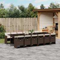 13-delige Tuinset met kussens poly rattan bruin - thumbnail