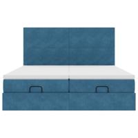 Ottoman bed met matrassen 180x200cm fluweel donkerblauw - thumbnail