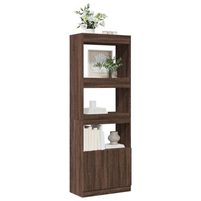 Hoge kast 63x33x180 cm bewerkt hout bruin eikenkleurig - thumbnail