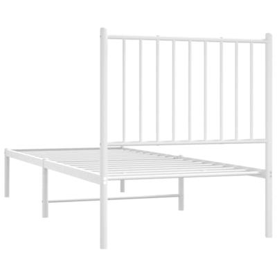 Bedframe met hoofdbord metaal wit 75 x 190 cm
