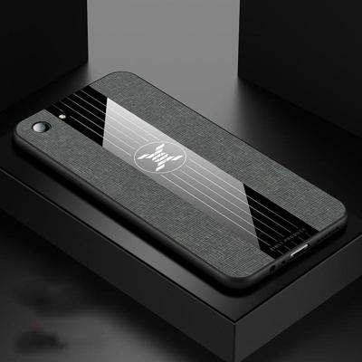Voor OPPO A83 XINLI stiksels doek Textue schokbestendig TPU beschermhoes (grijs)
