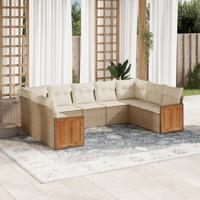 10-delige Loungeset met kussens poly rattan beige - thumbnail
