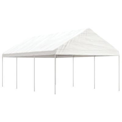 Prieel met dak 6,69x4,08x3,22 m polyetheen wit