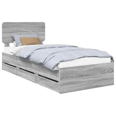 Bedframe met lade Grijze Sonoma 90 x 190 cm Geconstrueerd hout