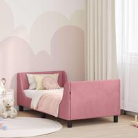 Bedframe voor kinderen met hoofdbord Roze 80 x 160 cm Fluweel - thumbnail