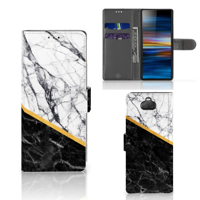 Sony Xperia 10 | Bookcase | Marmer Wit Zwart - Origineel Cadeau Man - thumbnail