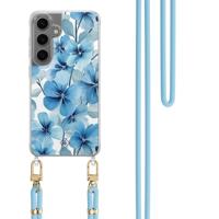 Samsung Galaxy S24 Plus hoesje met blauw koord - Indigo gardens - thumbnail
