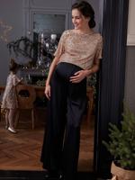 Zwangerschapstop met pailletten voor en achter goud - thumbnail