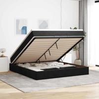 Ottoman bed met matras 160x200cm fluweel zwart - thumbnail