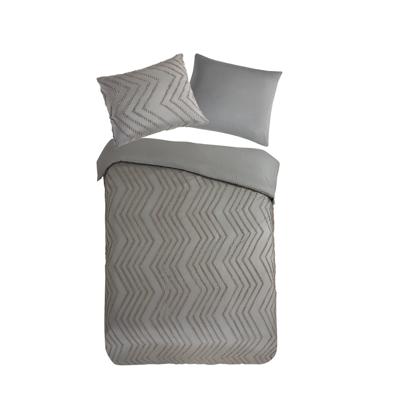 Pure Dekbedovertrek "luxe zizag biezen/ borduursels" - Taupe - (140x200/220 cm) - Microfiber