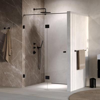 Brauer Void - Carving Nisdeur - 2-Delig - Helder Glas - 140 x 200 cm - Omkeerbaar - met Draaideur 70 cm - Aan Glas - incl. Glascoating - Mat Zwart