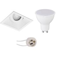 LED Spot Set - Pragmi Zano Pro - GU10 Fitting - Dimbaar - Inbouw Vierkant - Mat Wit - 6W - Natuurlijk Wit 4200K - Kantelbaar - 93mm - thumbnail