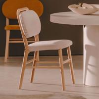 Kave Home Eetkamerstoel 'Helda' Chenille en eikenhout, kleur Beige - thumbnail