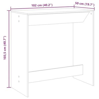 Bartafel 102x50x103,5 cm bewerkt hout artisanaal eikenkleur