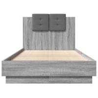 Bedframe met hoofdbord bewerkt hout grijs sonoma 75x190 cm - thumbnail