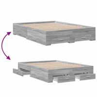 Bedframe met lades bewerkt hout grijs sonoma eiken 135x190 cm - thumbnail