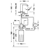 Elektronische Fonteinkraan met Zeepdispenser Tres Tempo Standard Rond met Vierkante Uitloop Chroom - thumbnail