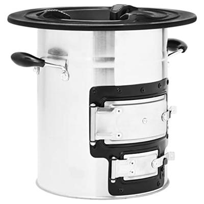 Camping houtkachel 51,5x35x30,5 cm roestvrij staal zilverkleur