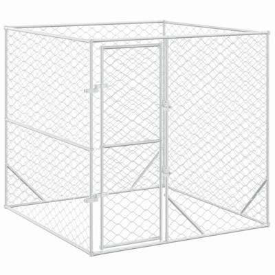 VidaXL Hondenkennel voor buiten 2x2x2 m gegalvaniseerd staal zilver VidaXL Hondenkennel voor buiten 2x2x2 m gegalvaniseerd staal zilver