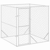 Hondenkennel voor buiten 2x2x2 m gegalvaniseerd staal zilver - thumbnail
